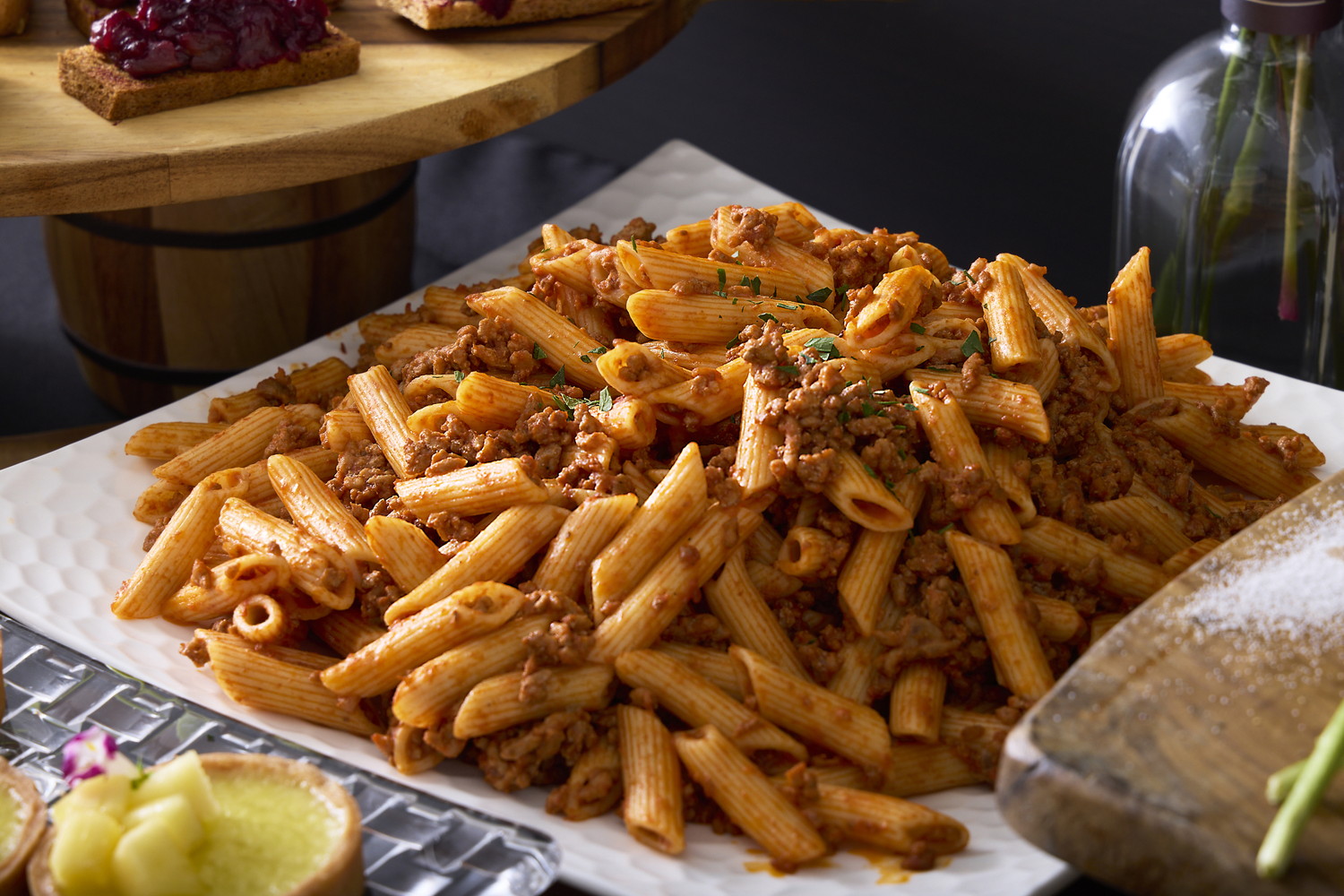 ラム肉のミートソースペンネ