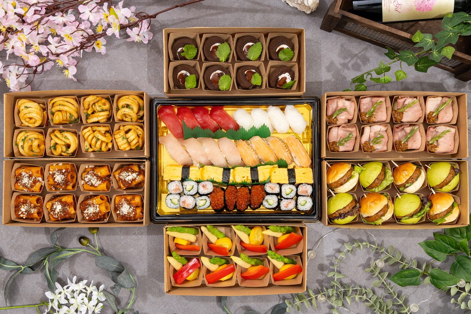【春の期間限定プラスワン】≪寿司付き≫小分けブッフェ　カジュアル全7＋1品　※配達可能時間14:00～22:00画像1