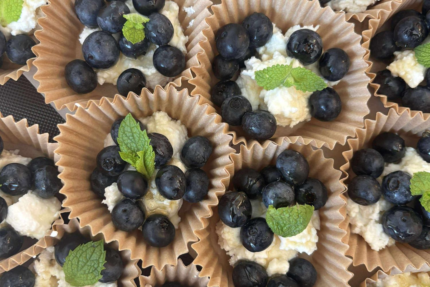 季節の果物とリコッタチーズのデザート