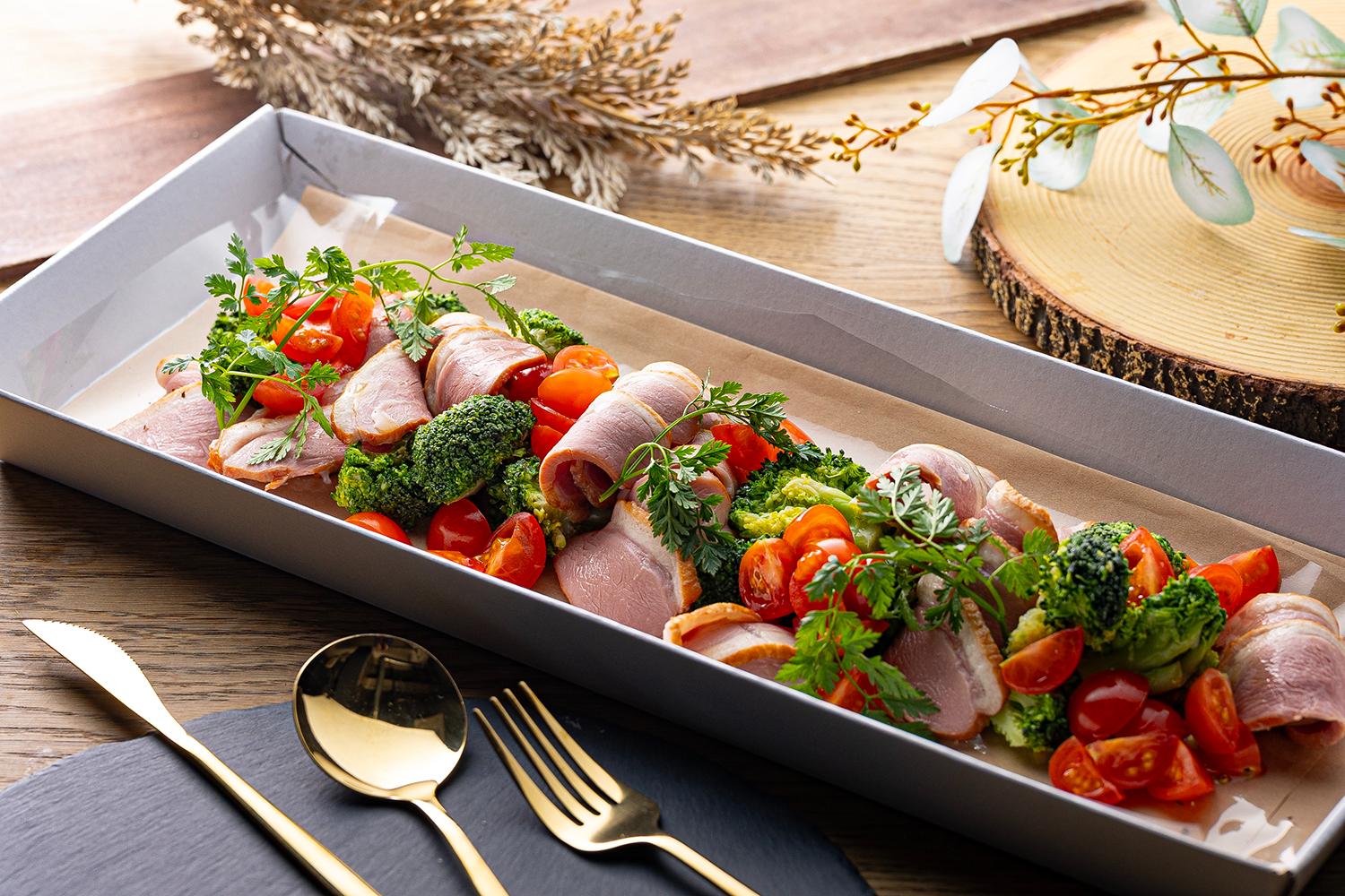 ⑥ロースト鴨とブロッコリートマト