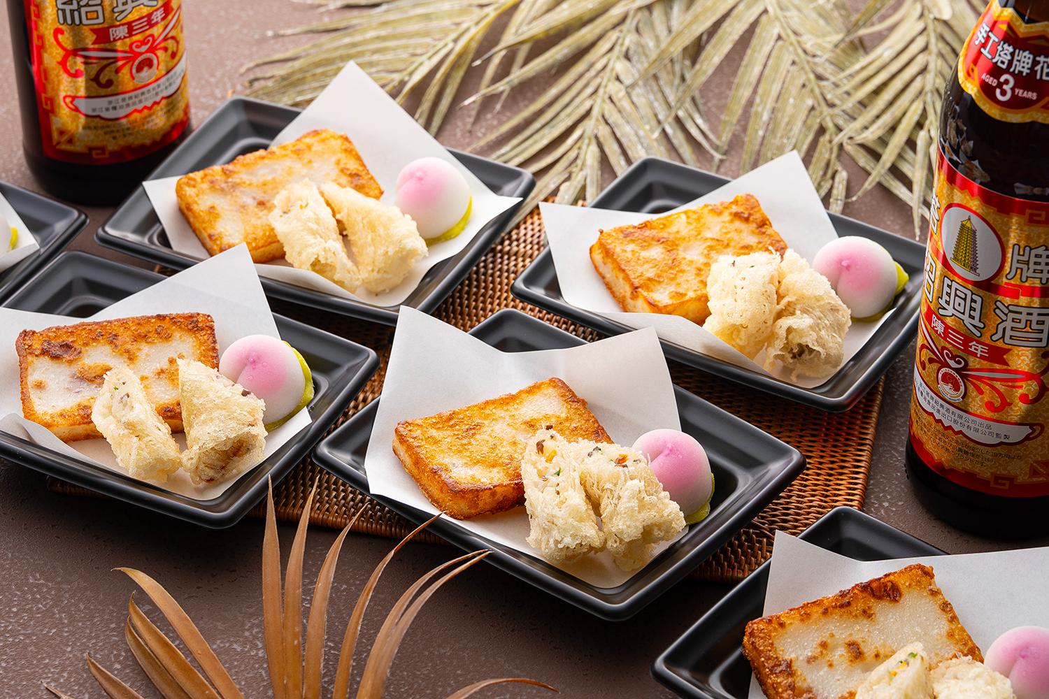点心三種盛り（大根餅/パリパリ彩春巻き/花餅）