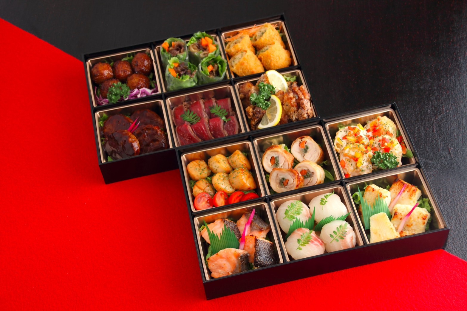 和食オードブル二段　女神宮と握り鮨六貫×四折付き(4人前)画像0