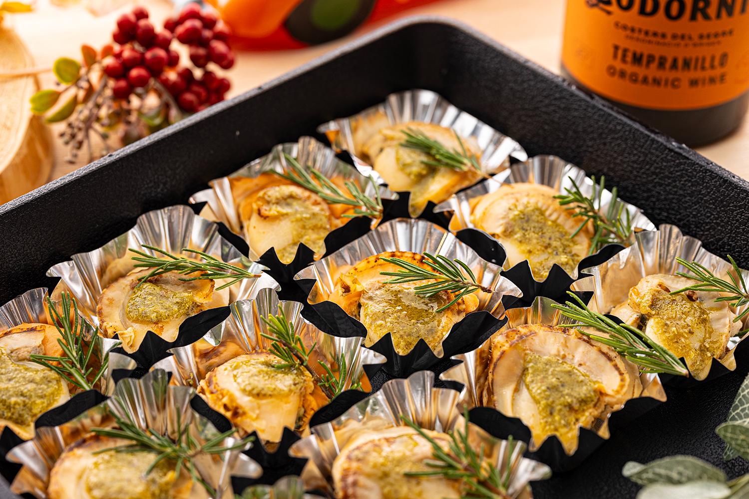 バジル仕立ての帆立