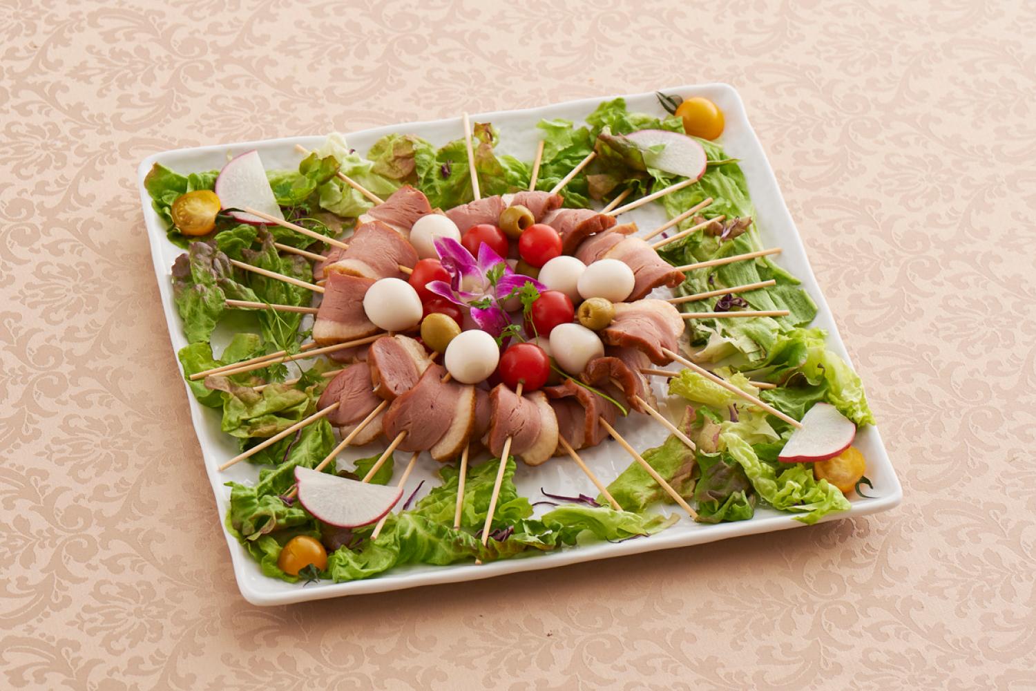 合鴨のピンチョス３種盛り