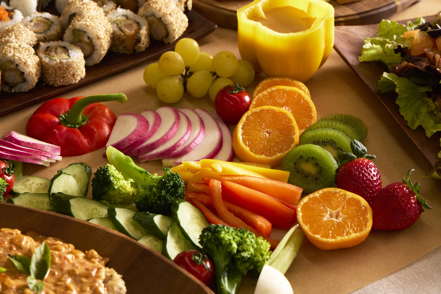 ”新鮮”彩り野菜とディップソース